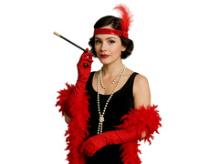 Set retro roșu cu Boa