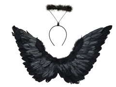 Aripi de înger negre cu aureolă - 72 x 40 cm - 1 buc.