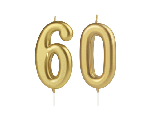 Lumânări numerice aurii - 60 - 2 buc.