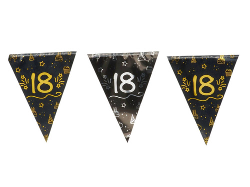 Steag negru banner pentru a 18-a aniversare - 400 cm - 1 buc.