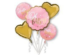 Buchet de baloane cu folie Oh Baby! roz - 1 set.