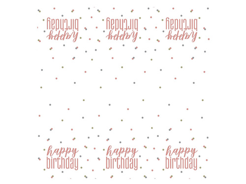 Față de masă aurie roz Happy Birthday - 137 x 213 cm - 1 buc.