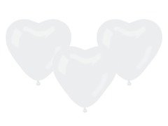 Baloane albe în formă de inimă - 29 cm - 50 buc.