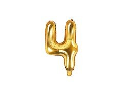 Balon din folie numărul 4 auriu - 35 cm