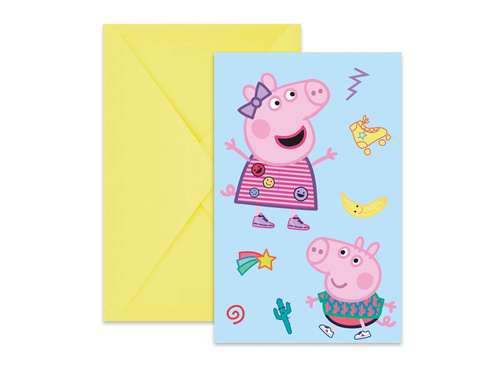 Invitații aniversare Peppa Pig - 6 buc.