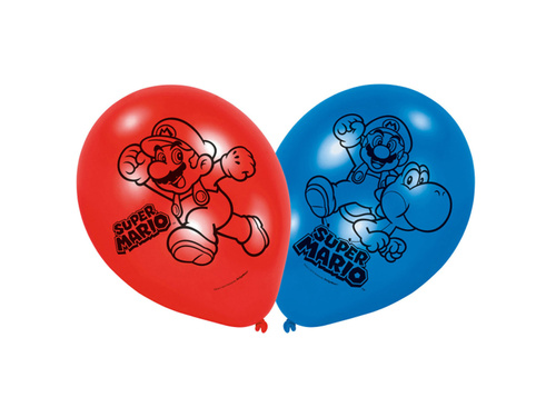 Baloane aniversare Super Mario Bros - 23 cm - 6 buc