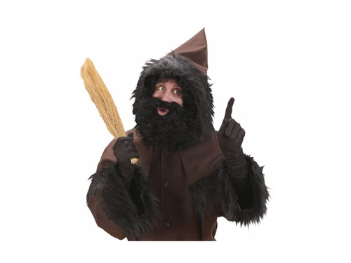 Knecht Ruprecht peruca neagră cu barbă