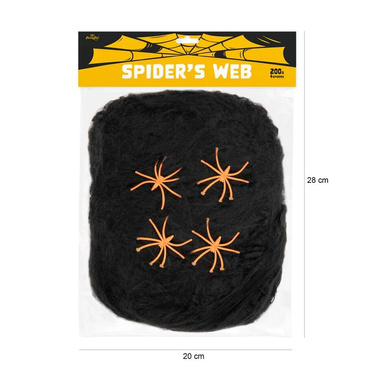Pânză neagră de păianjen cu păianjeni pentru Halloween - 200 g - 1 op.
