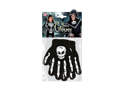 Mănuși de schelet cu craniu - pentru copii, din lână