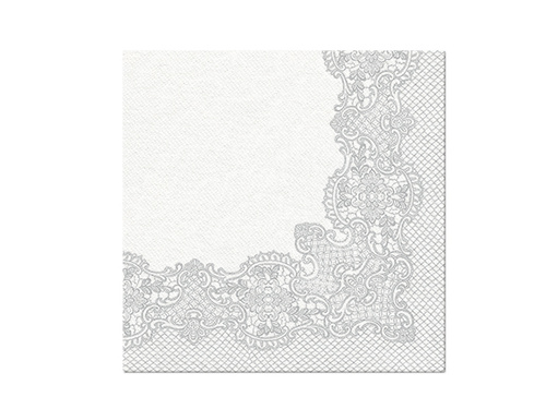 Șervețele cu model de dantelă argintie - 40 cm - 50 buc.