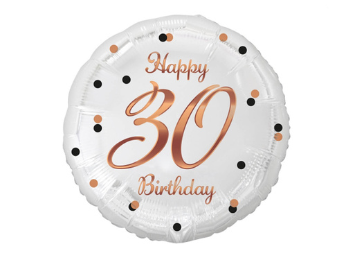 Balon din folie pentru a treizecea aniversare cu imprimare aurie - 46 cm - 1 buc.