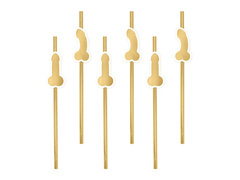 Penisuri de paie pentru petrecerea de noapte auriu - 8 buc.