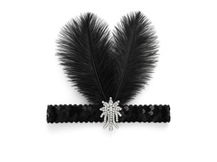 Bentiță retro cu pană neagră - 1 buc.