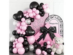 Set ghirlandă cu baloane, negru și roz - 129 buc.