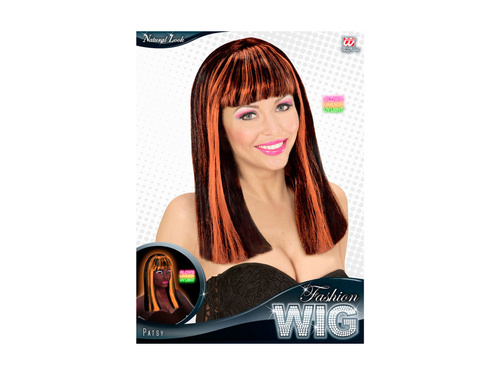 Peruca Patsy neon negru și portocaliu cu reflexii