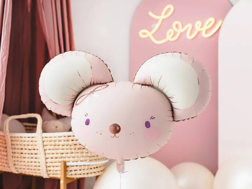 Balon de folie Șoarece roz - 75 x 46 cm - 1 buc.