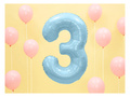 Balon din folie numărul 3 albastru - 86 cm - 1 buc.