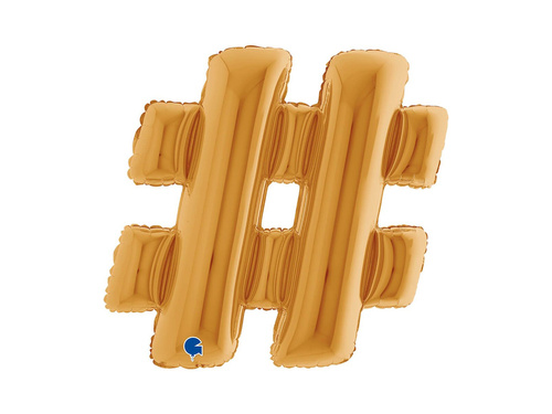 Balon folie semn special # hashtag auriu - 40" - 1 buc.
