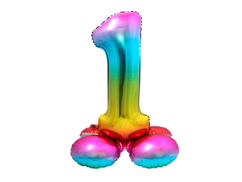 Balon folie în picioare numărul 1 curcubeu - 81 cm