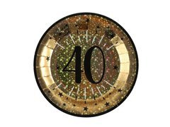 Farfurii strălucitoare pentru a 40-a aniversare - 22,5 cm - 10 buc.