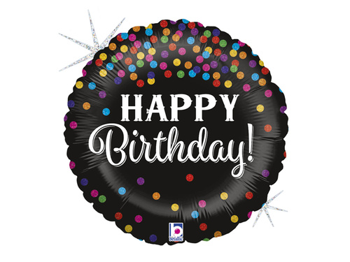 Balon de folie Confetti Happy Birthday - 46 cm - 1 buc.