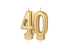 Lumânare aurie aniversară 40 de ani - 7,7 cm - 1 buc.
