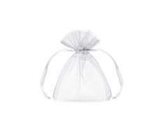 Pungi din organza pentru invitați - alb, simplu - 7,5 x 10 cm - 10 buc.