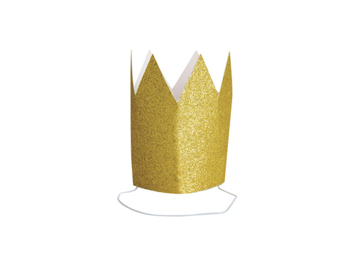 Coroană din hârtie cu sclipici auriu - 4 buc.