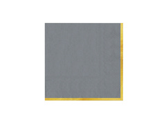 Șervețele de hârtie gri cu margine aurie - 33 cm - 10 buc.