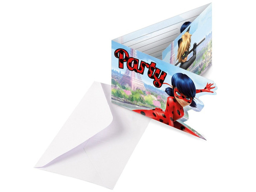 Invitații aniversare cu plicuri Miraculum - 8 buc.