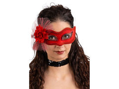 Mască de carnaval roșie cu floare