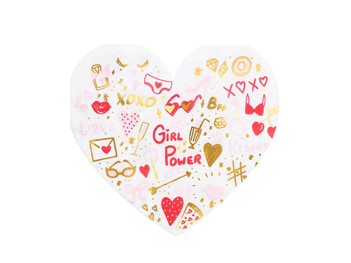 Șervețele cu inimă Girl Power - 32 cm - 20 buc.