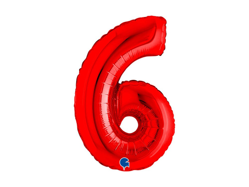 Balon din folie numărul 6 roșu - 14" - 1 buc.