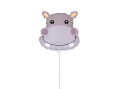Balon din folie Hippo stick - 24 x 23 cm - 1 buc.