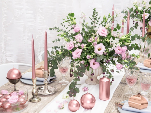 Lumânare cu disc plutitor metalizat, 40 mm, aur roz