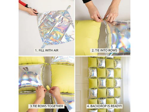 Baloane din folie pătrate aurii și argintii - 35 x 35 cm - 4 buc.