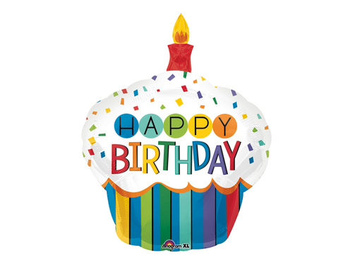 Balon cu folie Happy Birthday cupcake - 73 x 91 cm - 1 buc.