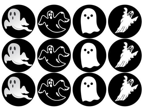Wafers pentru cupcakes brioșe Halloween Ghosts