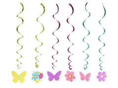 Decorațiuni suspendate - Flori și fluturi - 1 m - 6 buc.