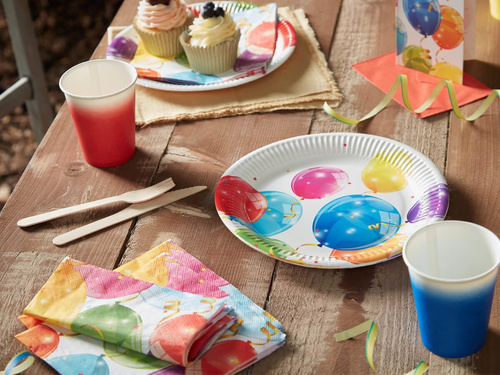 Plăci aniversare Baloane strălucitoare - 23 cm - 8 buc.