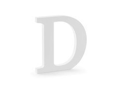 Decor din lemn litera D - alb