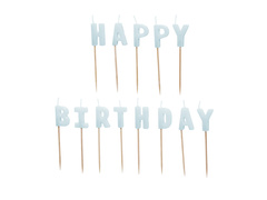 Happy Birthday inscripție lumânări picnic - albastru - 1 op.
