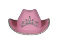 Pălărie de cowboy roz cu tiară - 1 buc.