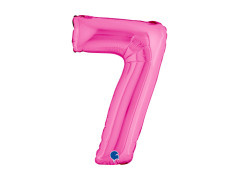 Balon din folie numărul 7 fuchsia - 14" - 1 buc.