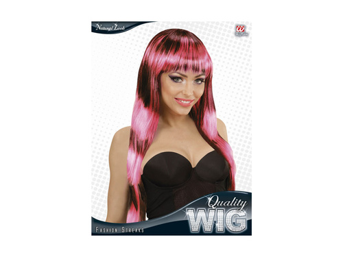 Peruca neagră și roz cu accente la modă