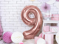 Balon din folie numărul 9 roz auriu - 86 cm - 1 buc.
