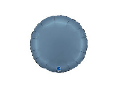 Balon rotund satinat albastru cu folie Jeans - 14" - 1 buc.