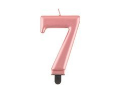 Număr metalic lumânare aur roz - 7 - șapte