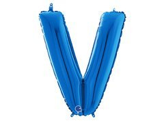 Balon folie albastru cu litera V - 66 cm - 1 buc.