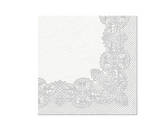 Șervețele cu model de dantelă argintie - 40 cm - 50 buc.
